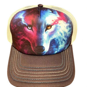 The Mountain Wolf Print Hat Cap Breathable Adjustable Size Unisex Adult